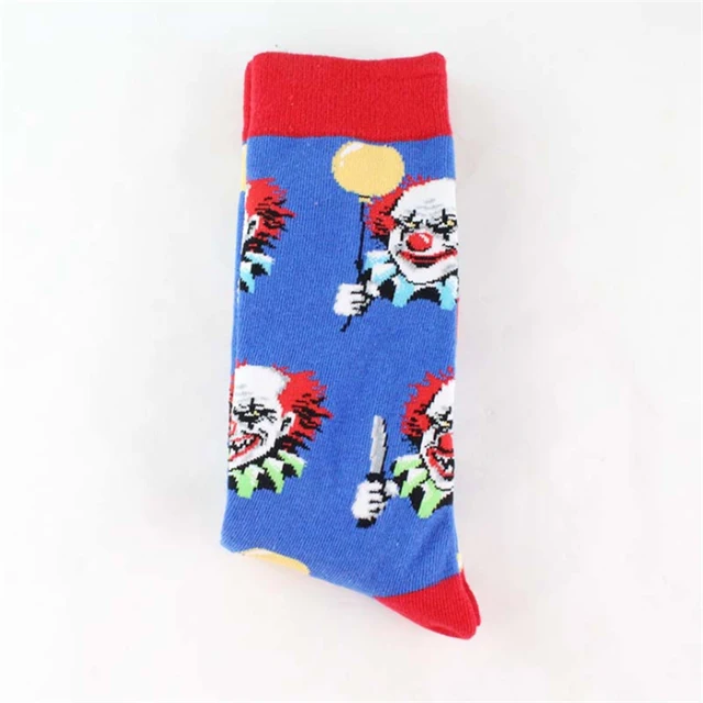 Cartoon Cotton Sock Men Fashion Retro Painting Clown Monkey Skull Cat Print Mid Mens Socks New Arrival Novelty Funny Crazy Sock SK119-2