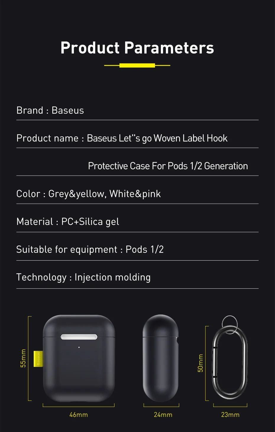 Чехол для аирподс Защитный чехол Baseus для Airpods 1 2, защита от потери, беспроводные Bluetooth наушники для Air Pods, чехол, противоударный чехол чехол для наушников Поддержка беспроводной зарядки