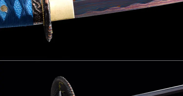 Handmade Carbon steel Japanese Samurai Katana sword full tang sharpened New Folded steel blue Blade Japanese Samurai Katana