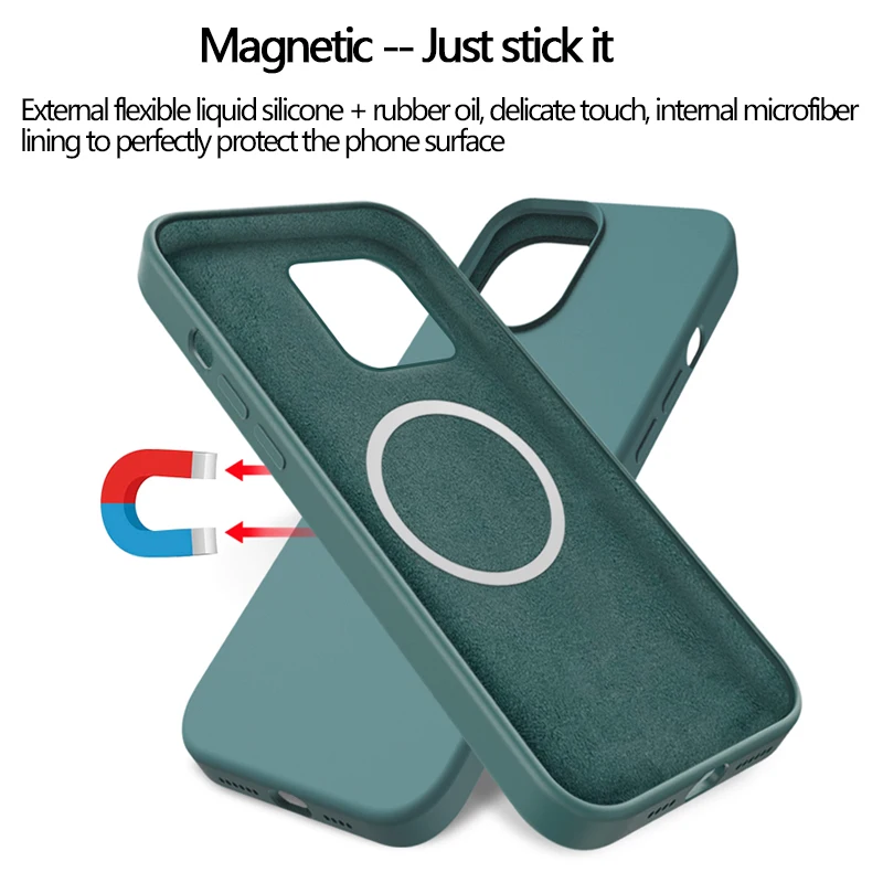 Magsafe Magnetic Liquid Silicon Waterproof Case For iPhone 12 Pro