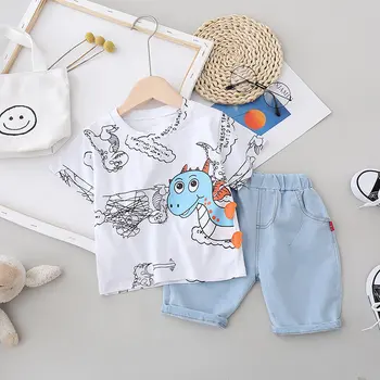 

Children Summer Cotton Baby Boys Girls Clothes dinosaur T Shirts Shorts 2Pcs/sets Infant Leisure Kids Fashion Toddler Tracksuits