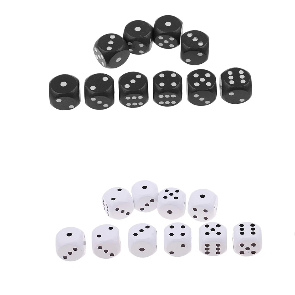 Set/20Pcs Wood Dices D6 Six Sided Dotted Dice for DND RPG MTG Board Games Toys Casino Game Supply DIY