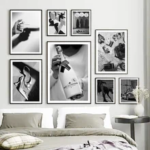 

Camera Car Champagne Doberman Black White Wall Art Canvas Painting Nordic Posters And Prints Wall Pictures For Living Room Decor
