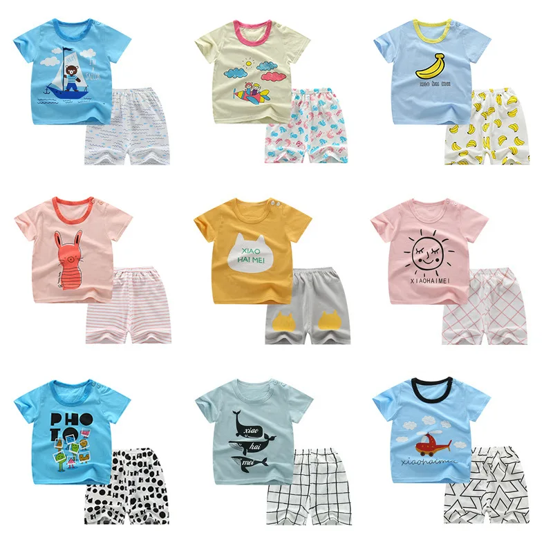 

2021 Summer new children's short-sleeved shorts set pure cotton children's clothing Korean girl Set
