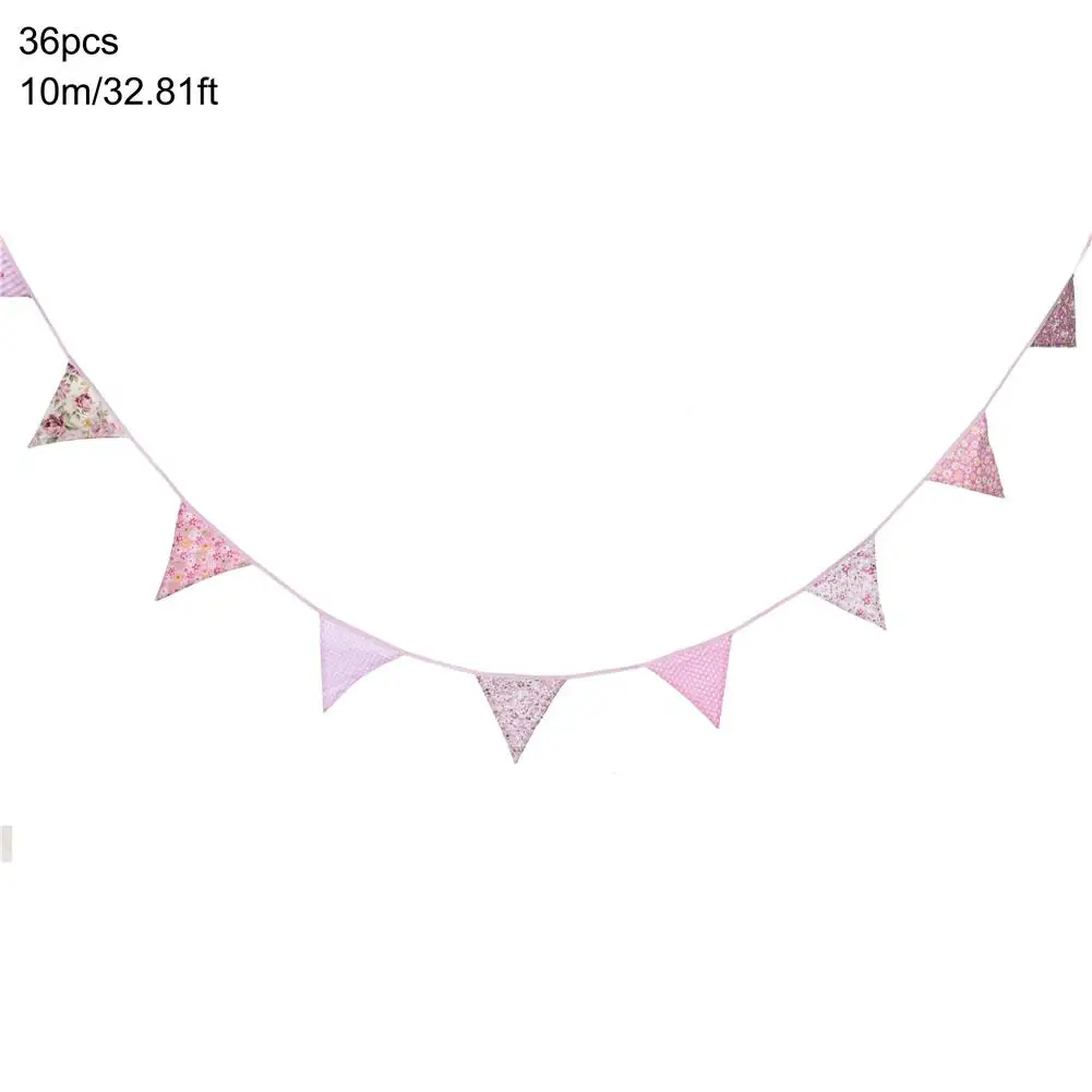 36 шт треугольная материя для флага элегантный розовый цвет хлопок ткани украшения праздничные треугольный флаг для свадьбы День рождения