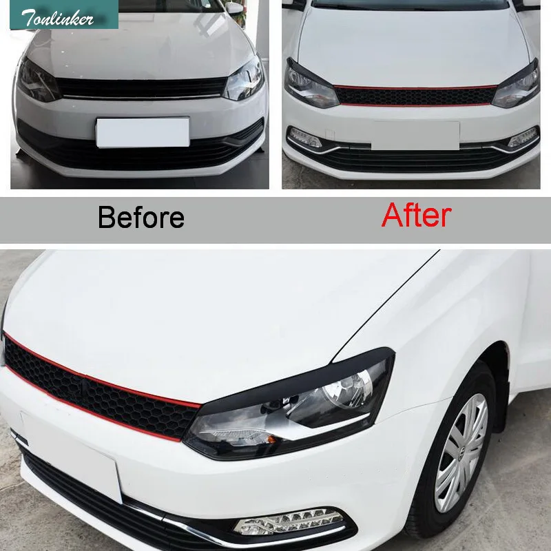 Tonlinker 2 pcs DIY ABS plastics Car styling front headlight eyebrow Stickers Cover Case Sticker For Volkswagen POLO 2014-15 | Автомобили