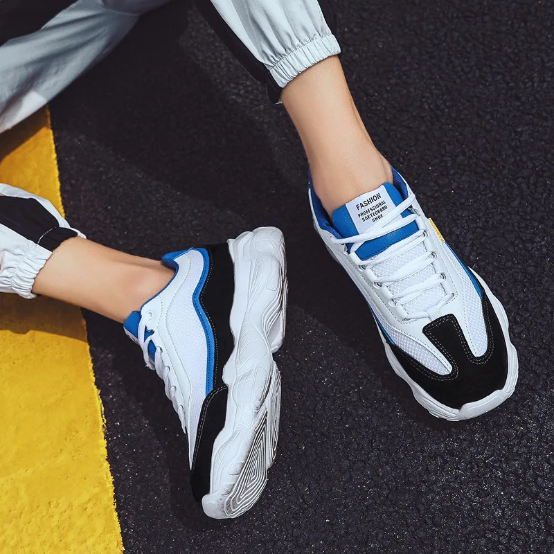 Мужские кроссовки на платформе; мужские кроссовки; Basket Homme Chaussure Homms; белые кроссовки на массивном каблуке; мужские вулканизированные X11-43 - Цвет: blue