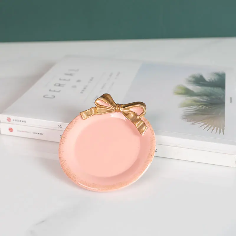 pink round Скандинавские керамические Арбузные морские звезды маленькие ювелирные изделия Блюдо серьги ожерелье кольцо для хранения тарелки фруктовый десерт дисплей миска Decoratio - Цвет: pink round