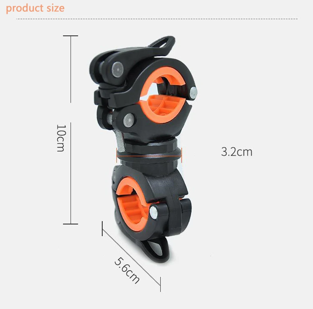 Perfect WOSAWE 360 Degree Rotation Cycling Bike Bicycle Flashlight Torch Mount LED Head Front Light Holder Clip Bicycle Accessories 4