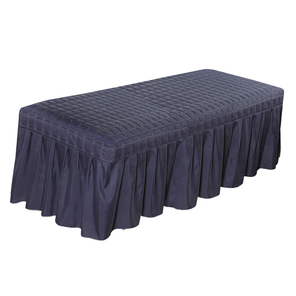 Косметический массажный стол юбка салон красоты кровать балдахин покрытие листа с отверстием для дыхания лица 4 размера селективный - Цвет: Dark Blue-190x70cm