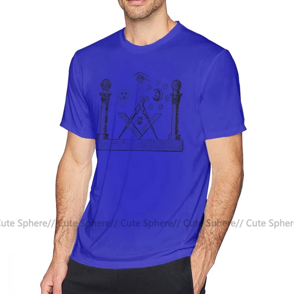 Масонские символы футболка символикой каменной кладки футболка негабаритных Для мужчин футболка модные Потрясающие с короткими рукавами, с принтом, футболки - Цвет: Blue
