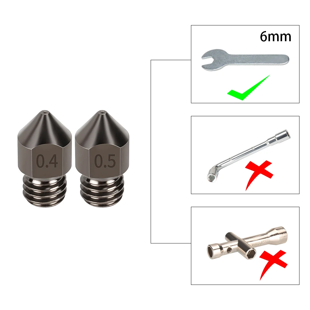 KeePang MK7 MK8 Nozzle Super Hard Steel Mold Steel Corrosion-Resistant Extruder Threaded 1.75mm 3D Printer Nozzle for Ender3 Pro