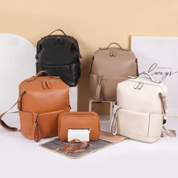 Sac à dos à couches en cuir avec tapis à langer, sac à dos de voyage pour bébé, étanche, isolé, grande capacité, nouvelle collection 
