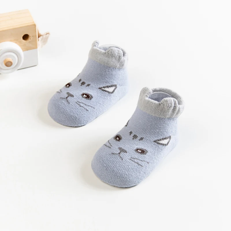 Blue totoro Зимние нескользящие носки для новорожденных теплые хлопковые носки с милыми животными для маленьких мальчиков и девочек короткие носки с рисунками из мультфильмов для малышей Новинка года - Цвет: Blue totoro