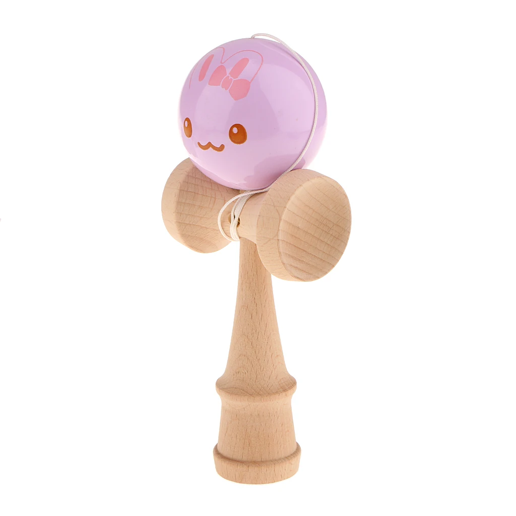 Kids Wooden Fun Printed Kendama Skill Ball Japanese Game Kid Toys Happy Face