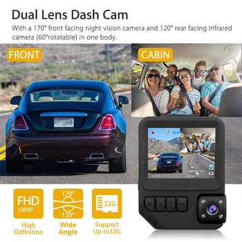

170 Degree Black Wide Angle 2.31 Inch 1080P Front Dual Lens Tachograph Rear View Camera Car DVR Video Recorder Data Recorder