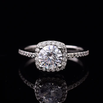

Geoki Amazing Sparkling Moissanite Ring Passed Diamond Test 925 Sterling Silver Perfect Cut 1 Carat D Color Gems Ring for Women