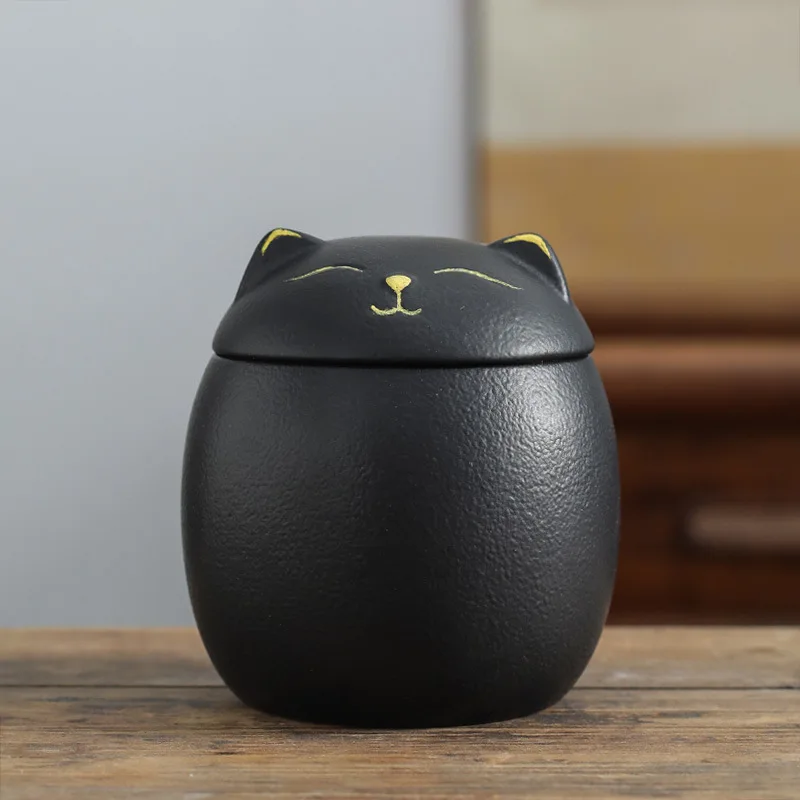 Cremation Urn Urn for Pet Ashes Cat Shape Memorial Cremation Urns Handcrafted Black Decorative Urns for Funeral Cat urn Dog urn