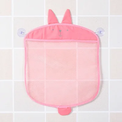 Pink Мультяшная настенная сумка для хранения сетчатая сетка подвесная корзина для хранения детских игрушек для душа Держатель для ванной шампунь Органайзер контейнер - Цвет: Pink
