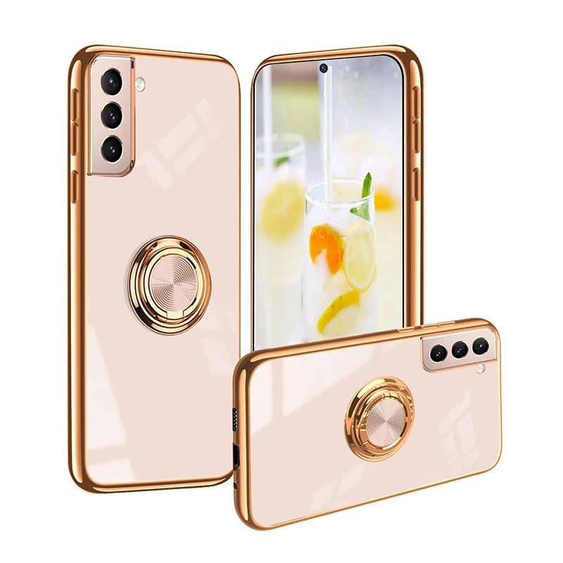 Luxury Ring Case For Samsung Galaxy S21 Plus Note 20 Ultra 10 S21Plus S21Ultra Note20 Note10 Soft Silicone Cover Holder Stand