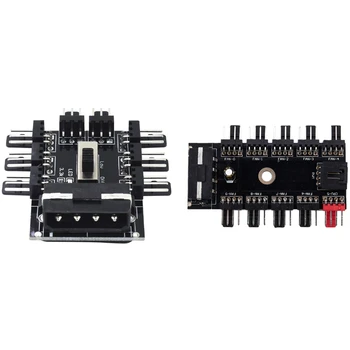 

1Pcs Sata Fan Hub 4Pin Pwm Hub & 1Pcs 1 To 8 4Pin Molex Cooler Cooling Fan Hub 3Pin Power Supply Speed Adapter