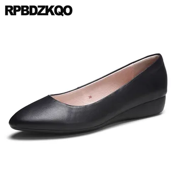 

ladies pointed toe black slip on chinese genuine leather spring autumn designer shoes women luxury 2019 work flats china pointy