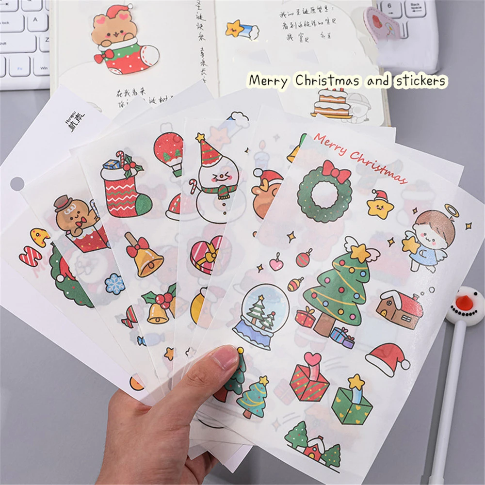 Pegatinas de Navidad de dibujos animados para niños, pegatinas Kawaii DIY  para álbum de recortes, diario, pegatina de cuaderno, escamas, etiquetas de  sellado, regalos, 6 hojas| | - AliExpress