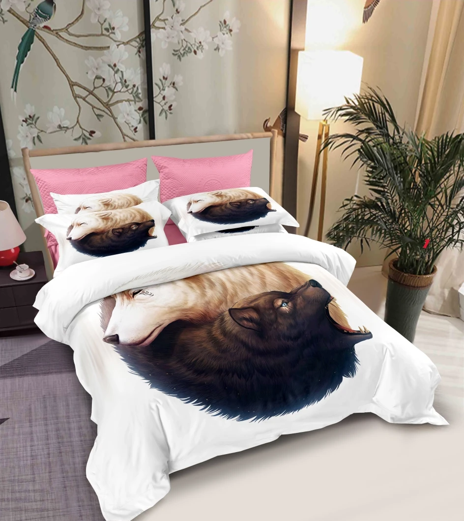 Комплект постельного белья с волком односпальный двуспальный большого размера