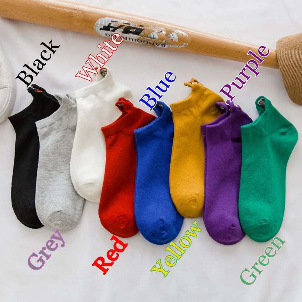 1Pair Creative Elastic Boat Socks Low Ankle Fashion Cartoon Cute Cotton Breathable Candy Color Summer Invisibility Short Hosiery