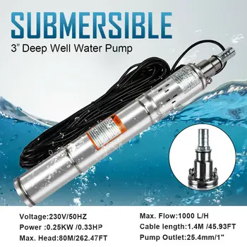 

Borehole Deep Well Water Pump Submersible Electric PUMP, 230V 14m cable,80m Head