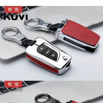 

Alloy Leather Car Flip Key Case Cover For Toyota Yaris Reiz Carola Rav4 Highlander Folding Keys keychain Car Styling