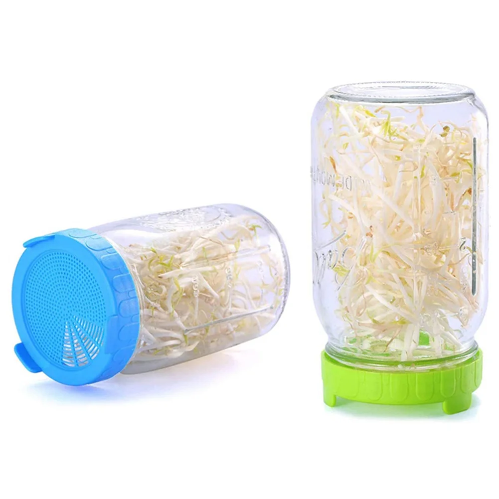 1PC Food Bottle Grade Mesh Sprout Cover Kit Seed Crop Germination Strainer Silicone Sealing Ring Lid Mason Jar Germination