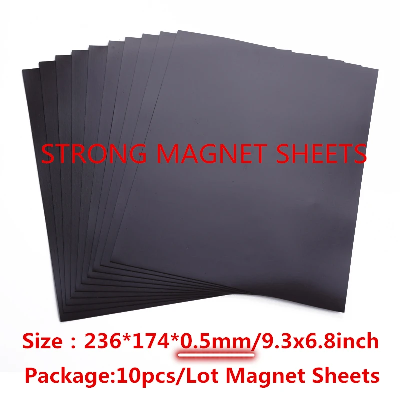 MYOYAY Plain Magnet Sheets 20 Mil 10 Pack Flexible Magnet Sheet 8 x 11 Magnets on One Side Magnetic Mats Black for Storing Craft Cutting Dies