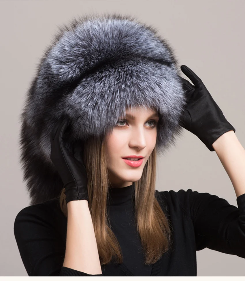 Winter Women Fashion Real Fur Hat 