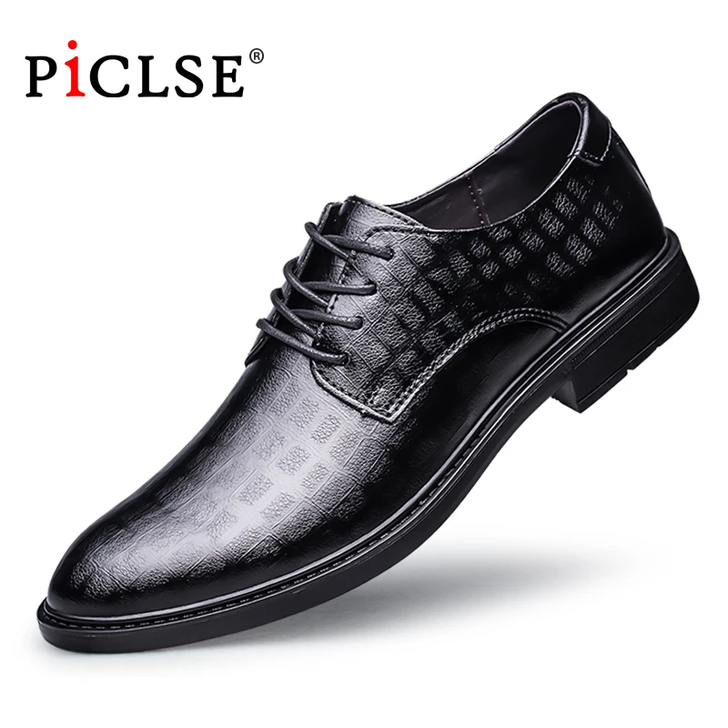 

PICLSE Men Derby Shoes Business Men Dress Shoes Genuine Leather Formal Men Shoes Moccasins Man Flat Shoes Zapatos Hombre