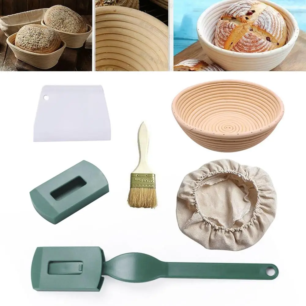 

5PCS/SET Bread Fermentation Rattan Basket Proofing Country Bread Baguette Dough Baskets Storage Container Wicker Basket Supplies