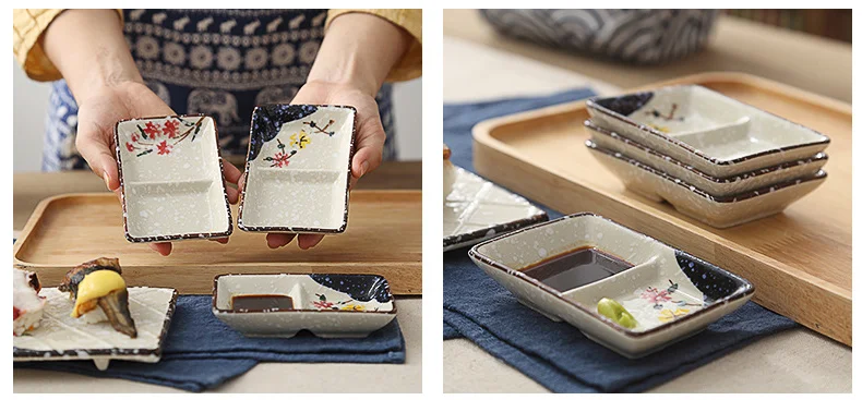 Творческий в японском стиле Снежинка глазурью plum керамическое блюдо соевый соус уксус посуда горчичного цвета кухня многофункциональный керамические пластины