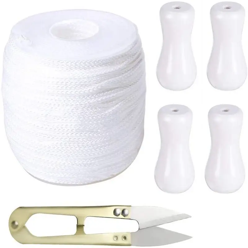 

Cable de elevación de poliéster duradero, 4 unidades de colgante de madera blanca y Sastre en forma de U, 1,8mm, 50 yardas
