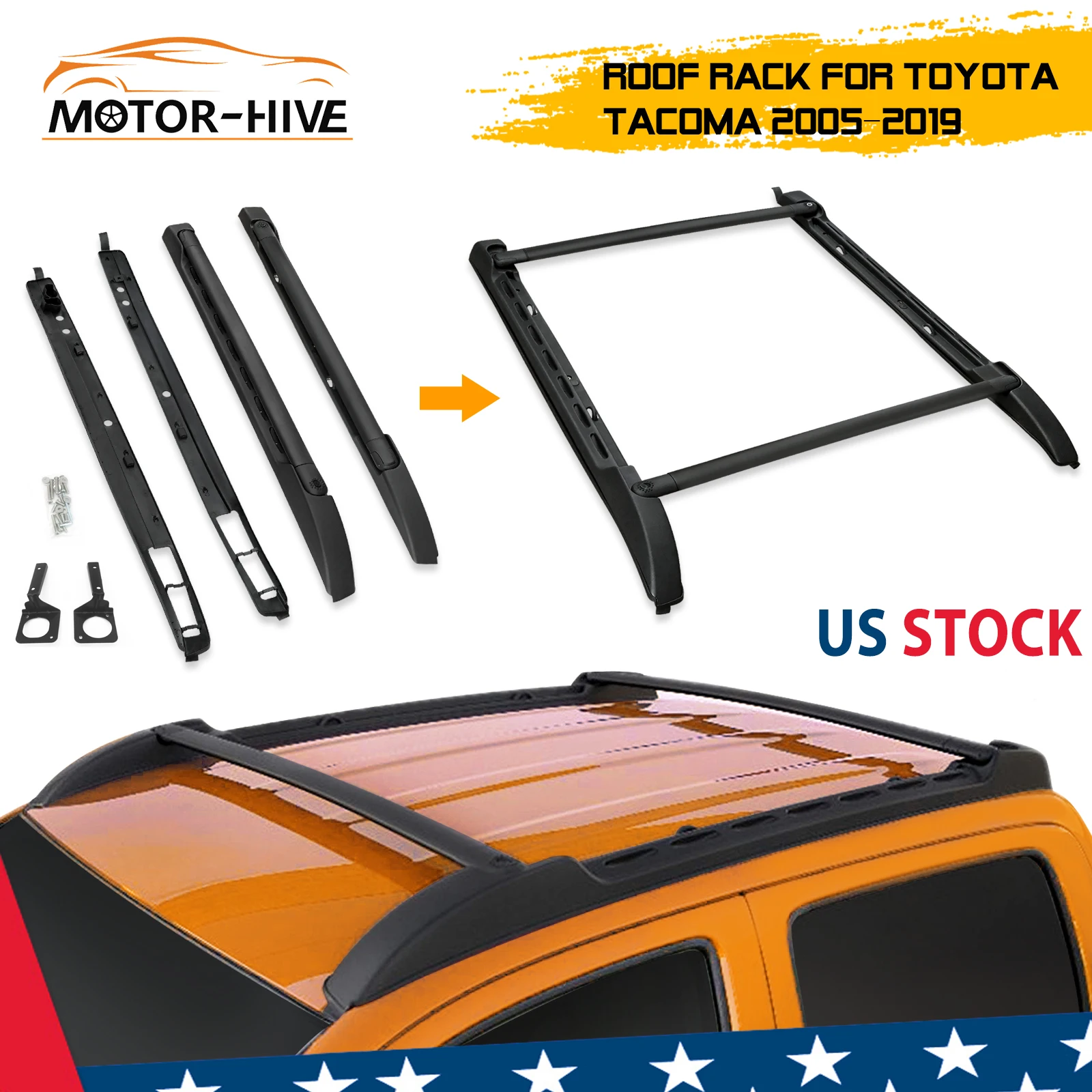 Багажная рейка на крышу для Toyota Tacoma 2005 2019 Алюминиевая багажная черного цвета в