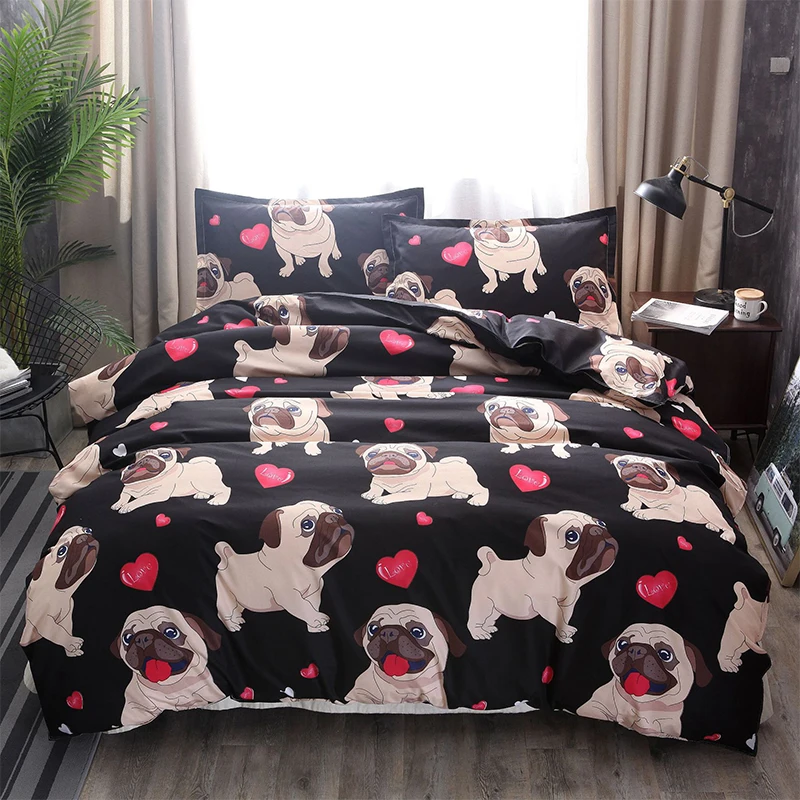 Cute puppy LANGRIA 2/3 шт комфортный комплект постельного белья с 3d принтом розы, Комплект постельного белья для спальни, отеля, домашнее пуховое одеяло, Набор наволочек - Цвет: Cute puppy