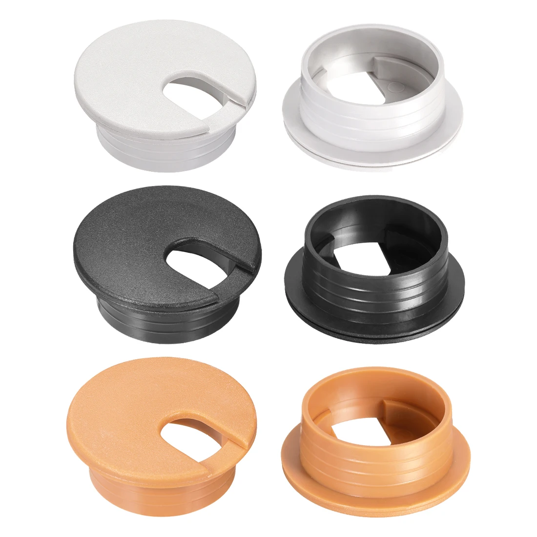 

uxcell Uxcell High Quality 20 Pcs Cable Hole Cover, 1-3/8"/2" Plastic Desk Grommet for Wire Organizer, (White/Black/Orange)