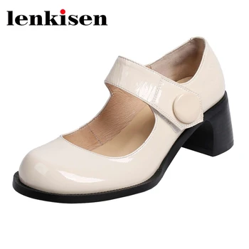 

Lenkisen round toe high heels shoes women Mary janes vintage fashion beauty lady streetwear dating shallow autumn new pumps L18