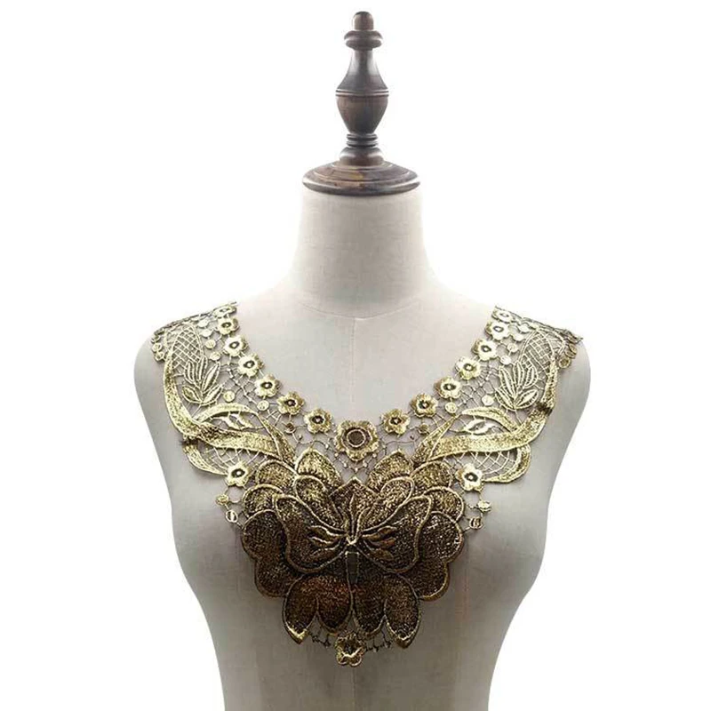 1 шт. полиэстер ажурное ожерелье с цветами кружева женская блузка DIY Вышивка французская кружевная ткань аппликация на вырез горловины шитье ремесла