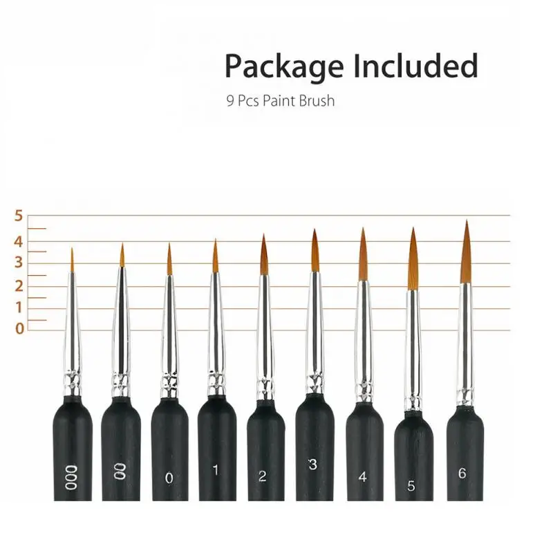

9pcs/set Nail Art Brush Pencil Drawing Line Pen Dotting Kit Black Professional Fine Plastic Paint Manicure Nail Art Tool