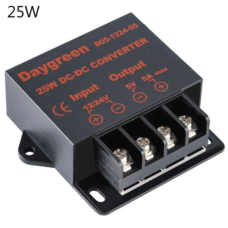 12/24V DC/DC 5V Автомобильное понижающий преобразователь Светодиодный Питание трансформаторный переходник 37ME - Цвет: 25W