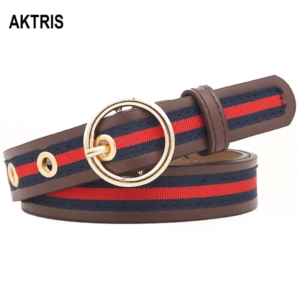 AKTRIS новые женские из искусственной кожи холщовый ремень тонкий женский стиль отдыха декоративные ремни для женщин кольцо узор пряжки джинсы FCO125