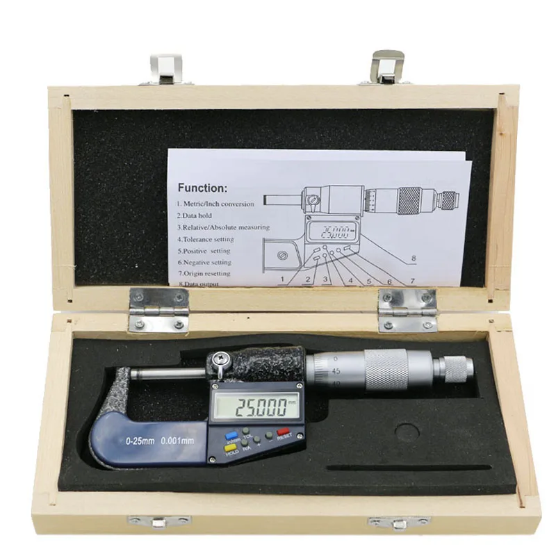 

0-25mm Micrometer Digital 0.001mm Dial Indicator Electronic Micrometer Metric/Inch Carbide Tip Digital Micrometro Caliper