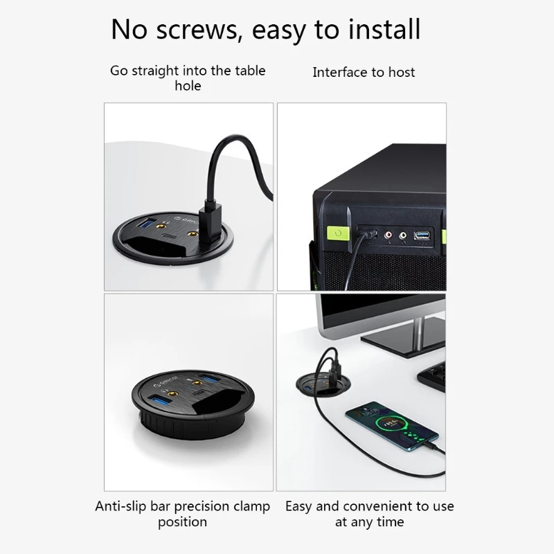 ORICO DESK 2U1C Desktop Splitter USB 3 0 HUB with Headphone Microphone Port Type C USB Interface Adapter for Laptop