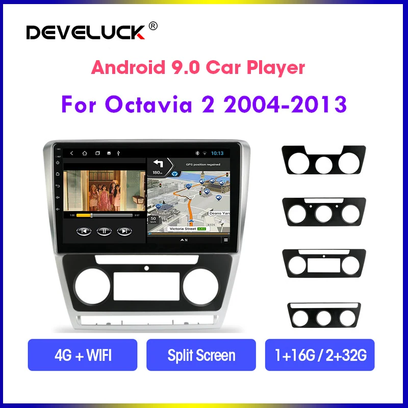 

Develuck 10"Android 9 Car Radio For SKODA Octavia 2 A5 2004-2013 Split Screen 2Din GPS Navigaion 2G+32G Multimedia Video Player