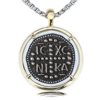 

Greek Byzantine Necklace Christian IC XC NI KA Medallion Orthodox Protection Constantinato Pendant Necklace Parent Gift